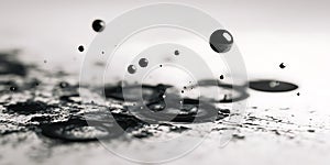 Abstract Black Ink Splashes Artistic Texture Background