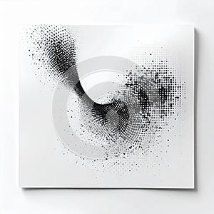 Abstract Black Ink Swirl Pattern on White Canvas in Square Frame