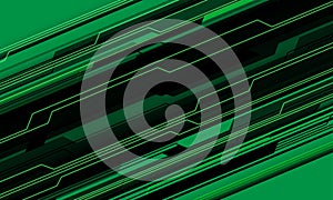 Abstract black line circuit cyber geometric slash dynamic on green design modern futuristic technology background vector