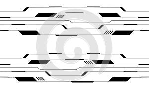 Abstract black line cyber circuit on white seamless background pattern design modern futuristic technology vector