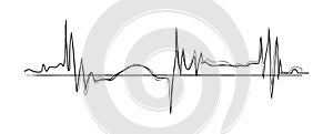 Abstract black line graph resembling sound wave or frequency pattern.