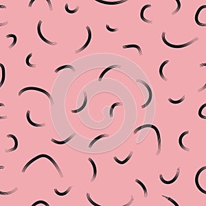 Abstract black line on pink background seamless