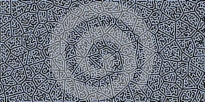 Abstract black lines on blue background. Chaotic lines texture. Pattern with labirint effect photo