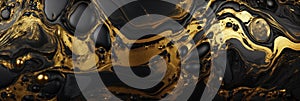 Abstract of Black marble background with gold liquid pattern. Marble or granite wall with golden wave splash