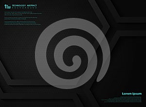 Abstract black metallic technology hexagon background copy space for presentation. illustration vector eps10
