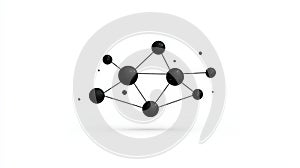 Abstract Black Molecule Structure with Connecting Lines and Dots on White Background