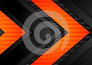 Abstract black orange arrows tech background