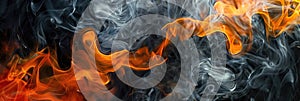 Abstract black and orange background with a smoke - like texture photo