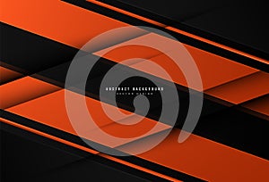 Abstract black and orange geometric shapes background with overlap layer and shadow decoration. Modern banner template design.