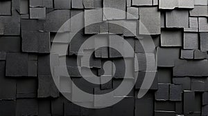 Abstract Black Rectangular Block Textured Wall