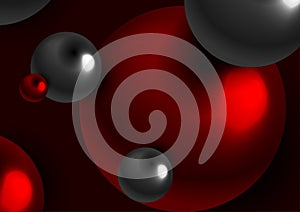 Abstract black and red futuristic 3d spheres geometric background