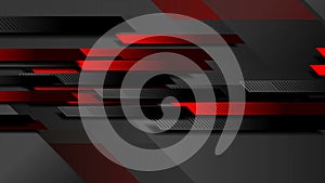 Abstract black and red hi-tech geometric minimal motion background