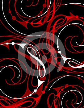 Abstract Black Red Swirls Background