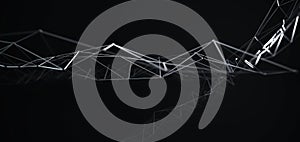 Abstract black science 3D background. Network connection structure.