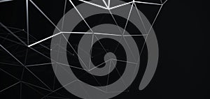 Abstract black science 3D background. Network connection structure.