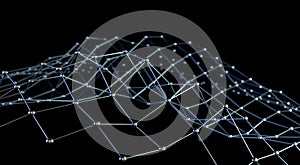 Abstract black science 3D background. Network connection structure.
