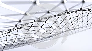 Abstract black science 3D background. Network connection structure.
