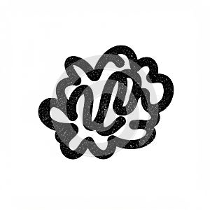 Abstract black scribble illustration on a white background. The design features irregular,