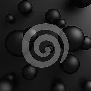 Abstract Black Shiny metallic Spheres Background