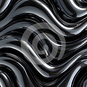 Abstract Black and Silver Wavy Texture Background