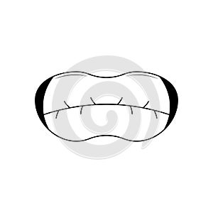 Abstract Black Simple Line People Human Smile Open Mouth With Teeth And Tongue Doodle Outline Element Vector Design Style Sketch