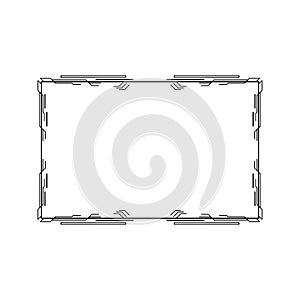 Abstract Black Simple Line Rectangular Frame Doodle Outline Element Vector Isolated Illustration For Wedding And Banner