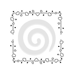 Abstract Black Simple Line Suqare With Leaf Leaves Frame Flowers Doodle Outline Element Vector Design Style Sketch Isolated