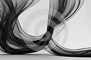 Abstract black smoke flows, creating a dramatic visual impact.