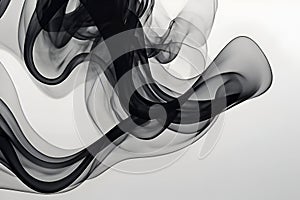 Abstract black smoke flows, creating a dramatic visual impact.