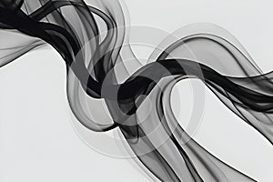Abstract black smoke flows, creating a dramatic visual impact.