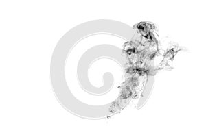 Abstract black smoke swirls over white background