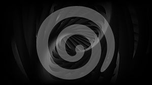 Abstract black spiral construction background. Chaotic line network design rotation looping photo