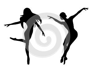 Abstract two silhouettes of dancer
