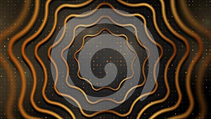 Abstract black tech motion background with golden wavy circle