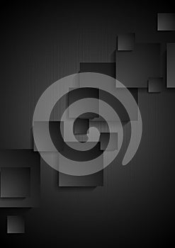 Abstract black tech squares background