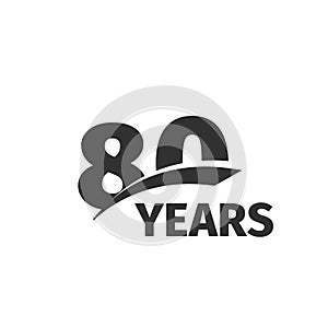 abstract black 80th anniversary logo on white background. 80 number logotype. Eighty years jubilee celebration photo