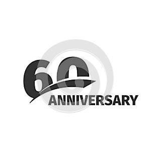 abstract black 60th anniversary logo on white background. 60 number logotype. Sixty years jubilee celebration