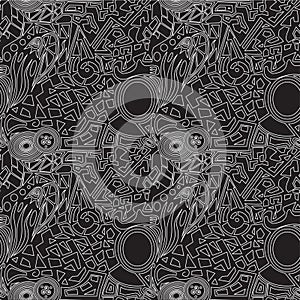 Abstract black vector doodle background . Seamless texture