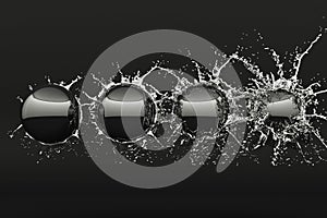 Abstract black water ball splash isolated