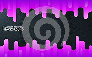 Abstract black wave background. Geometric shapes on ultraviolet gradient. Vector pattern.