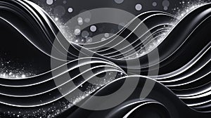 Abstract black wave patterns with sparkles creating a modern, elegant atmosphere.