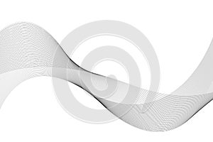 Abstract black wavy lines flowing on a white background for technology, music, science and the digital world