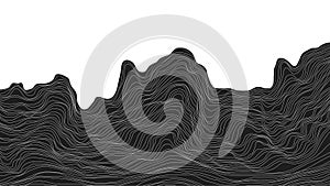 Abstract black and white background dynamic particle waves vector illustration