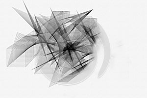 Abstract black and white background with geometric elements smooth lines and waves,