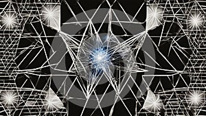 abstract black white background Merkabah art sacred and futuristic style. The art has a black background and a white border