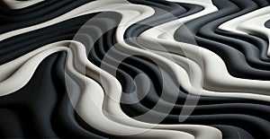 Abstract black white background, wavy lines lighting - AI generated image