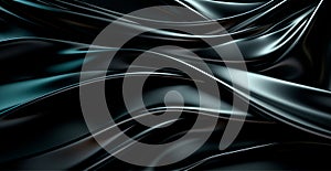 Abstract black white background, wavy lines lighting - AI generated image