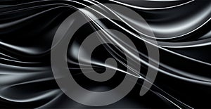 Abstract black white background, wavy lines lighting - AI generated image