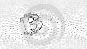 Abstract Black and White Bitcoin Sign Built as an Array of Transactions in Blockchain Conceptual 3d Illustration