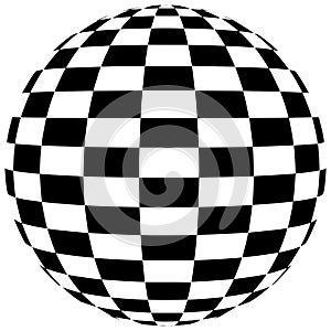 Abstract black and white checkered sphere geometrical shape